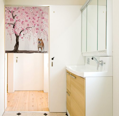 Moonstar House 星月屋 【預訂】日本製 櫻花柴犬短門簾