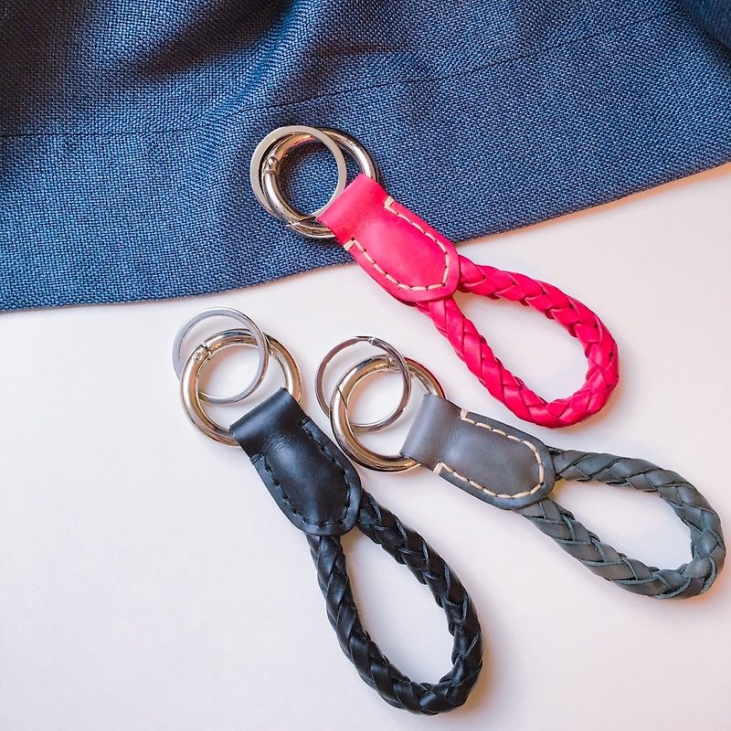 植鞣皮革編織鑰匙圈 - 鑰匙圈/鎖匙扣 - 真皮 多色