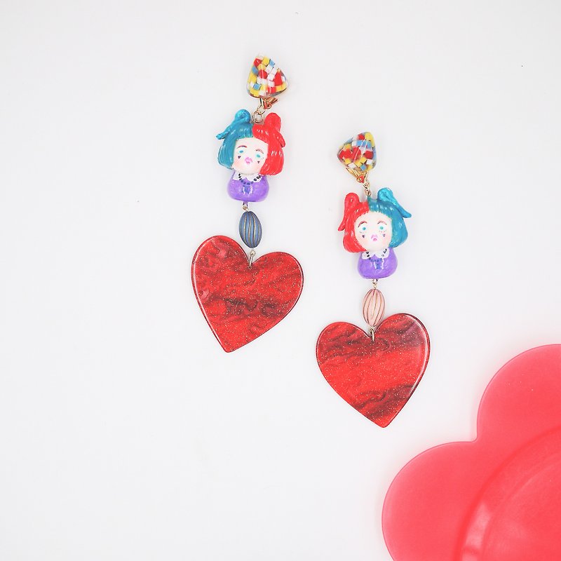 Love in the life constellation series Gemini - Earrings & Clip-ons - Clay Red