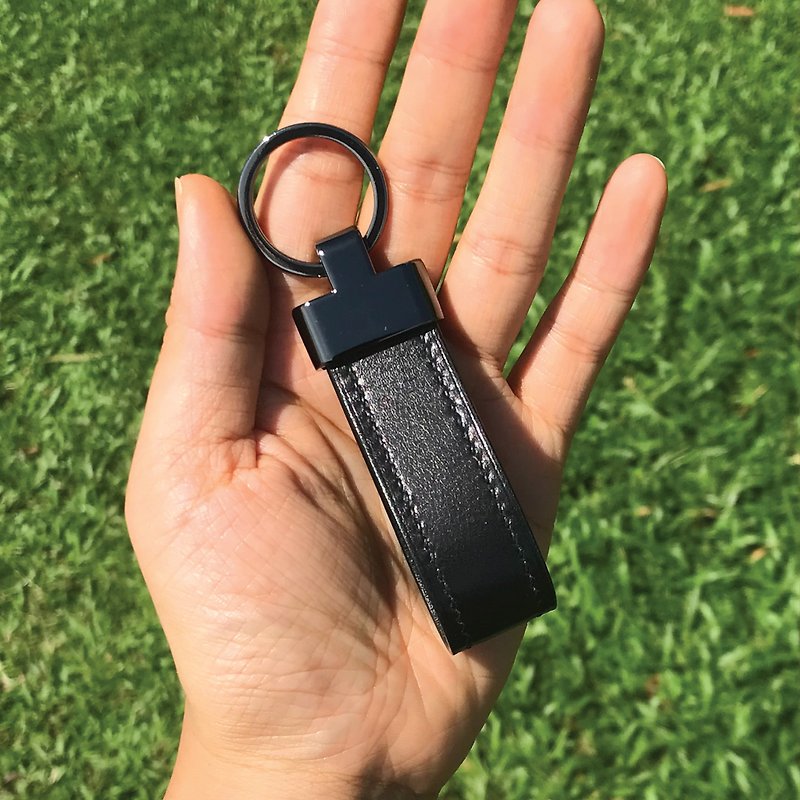 【Key Ring】Black Calf | Everyday Carry | Handmade Leather in Hong Kong - Keychains - Genuine Leather Black
