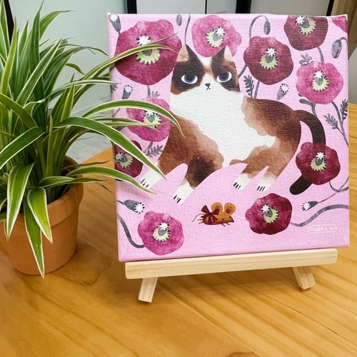 印樂網圓夢館 【Flora原創設計】謝恩喵 | 20×20CM 無框畫