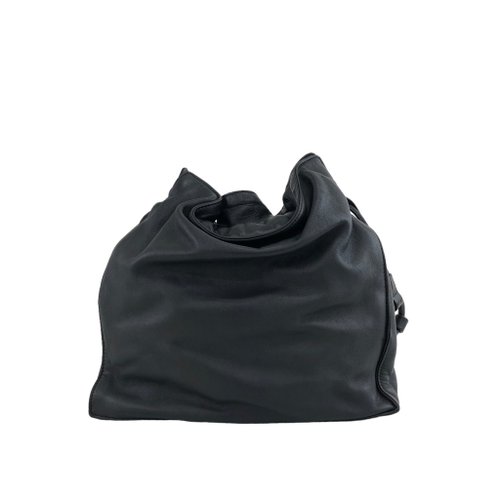 希少　ロエベ　アナグラム　レザー　ポーチ　黒　巾着 美品✨ロエベ LOEWE ポーチ 巾着 アナグラム ブラック 黒 レザー