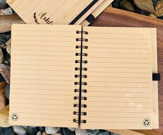 Engraved Spiral Wood Notebook with engraved pen - Personalized