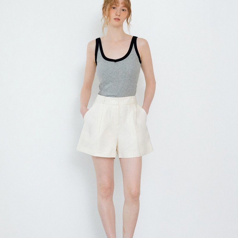 Korea sisterhood, Basic Linen Short Pants - Ivory - 女短褲/五分褲 - 棉．麻 透明