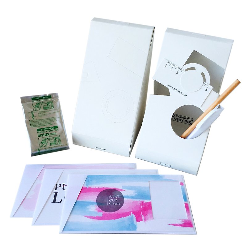 Pin Cards - Paint Love Greeting Frame Card Kit Frame cards + film + paper pencil + pen container - Other - Paper White