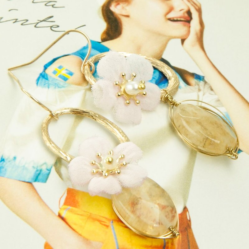 BlossomDesigner Handmade Wire Wrapping Quartz  Earrings - Earrings & Clip-ons - Copper & Brass Gold