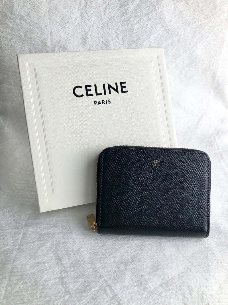 【 日本直送　名牌中古包 】CELINE セリーヌ 財布 ブラック ロゴ レザー コンパクトウォレット 10B663BEL vintage 7e2gzp - 錢包/皮夾/長短夾 - 真皮 黑色