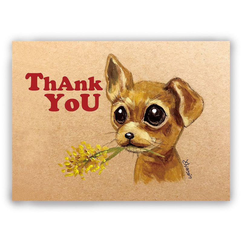 Hand-painted illustration thank you card/universal card/postcard/card/illustration card--gratefulness of dogs - Cards & Postcards - Paper 
