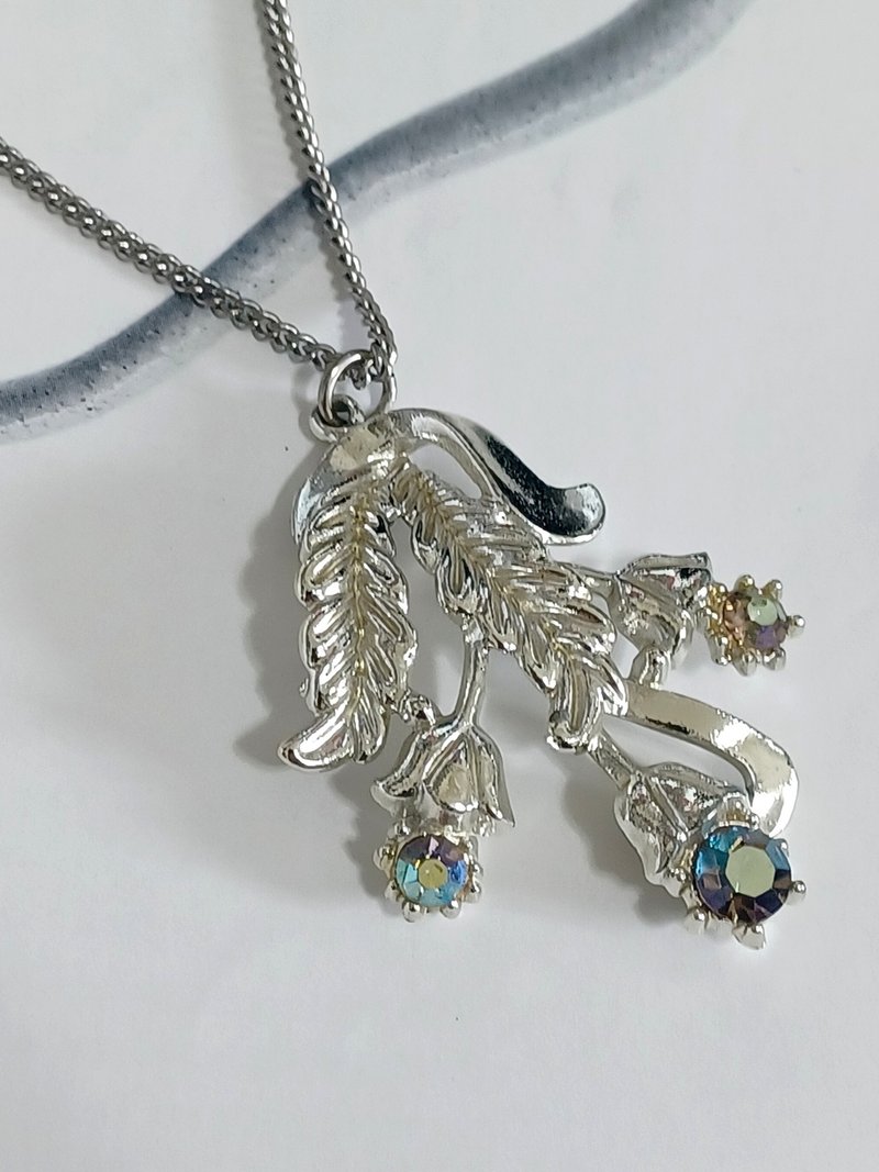 vintage jewelry 古典極光萊茵精雕花卉 項鍊 - 項鍊 - 其他金屬 