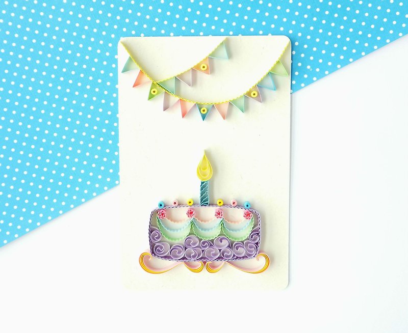 Hand made decorative cards-Happy Birthday - การ์ด/โปสการ์ด - กระดาษ สีม่วง