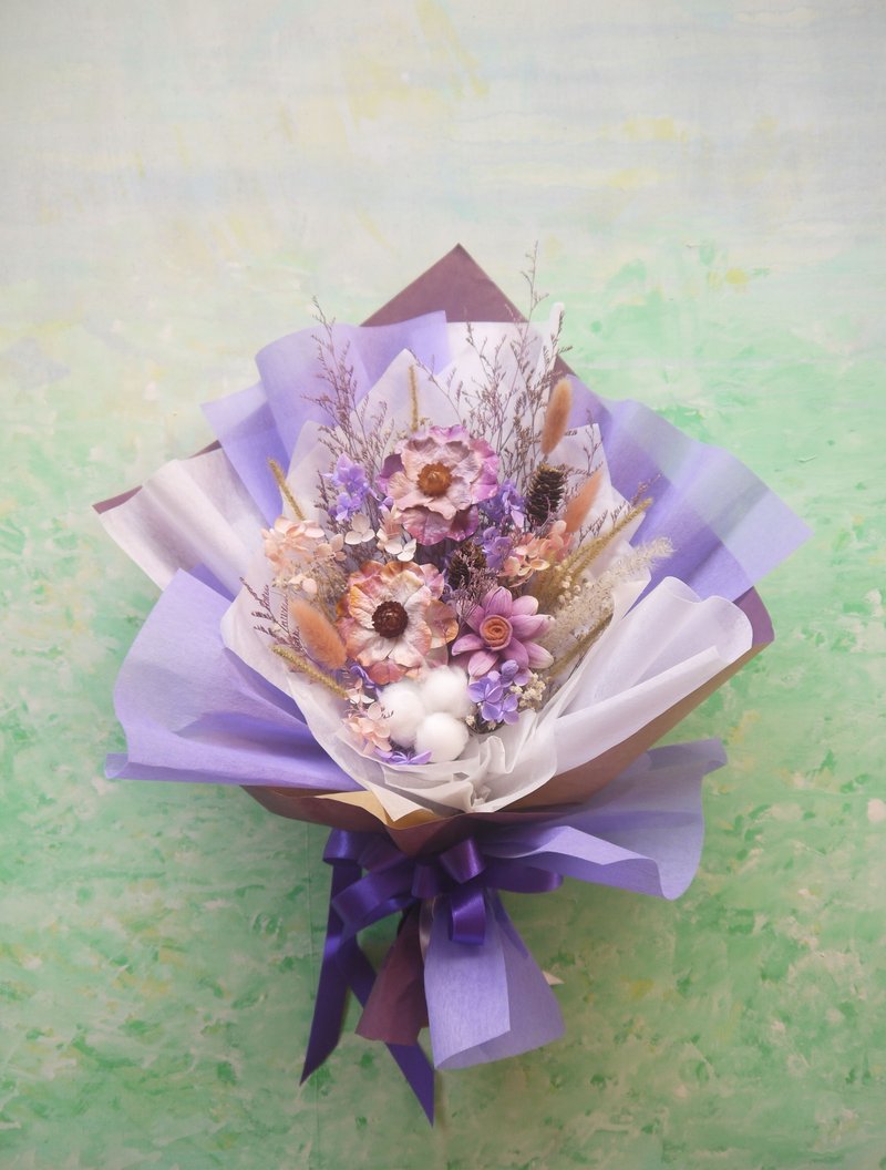 如魚得水.溫柔紫色系.乾燥花.永生花.情人節.生日.畢業花束 - 乾燥花/永生花 - 植物．花 黃色