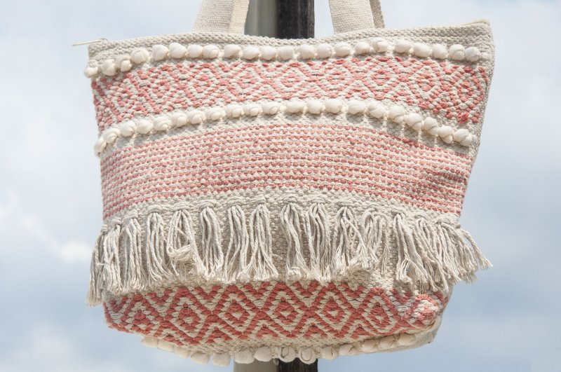 Cotton woven lightweight bag crossbody bag side bag shoulder bag tote bag shopping bag - Bohemia - กระเป๋าแมสเซนเจอร์ - ผ้าฝ้าย/ผ้าลินิน หลากหลายสี