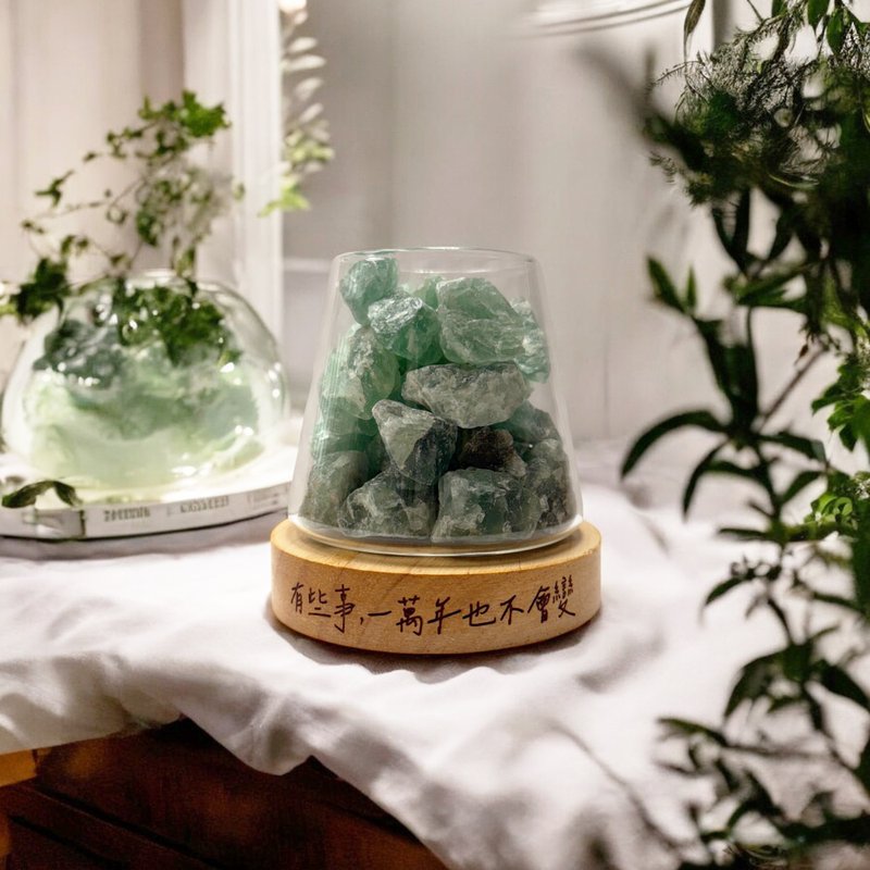 Customized crystal diffuser base, log green Stone, healthy decompression and healing, engraved names and sentences - ของวางตกแต่ง - คริสตัล สีเขียว