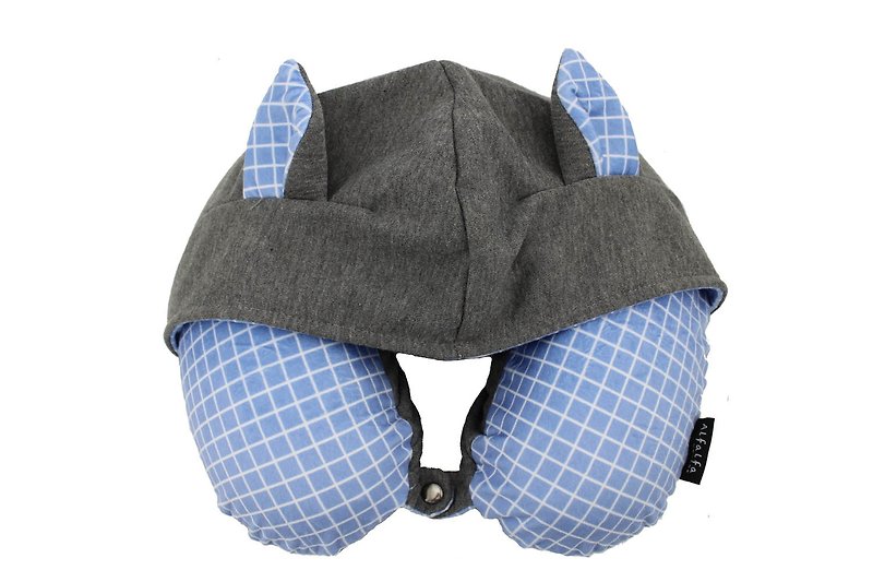 Blue cat hoodie memory foam neck cushion - Neck & Travel Pillows - Polyester Blue