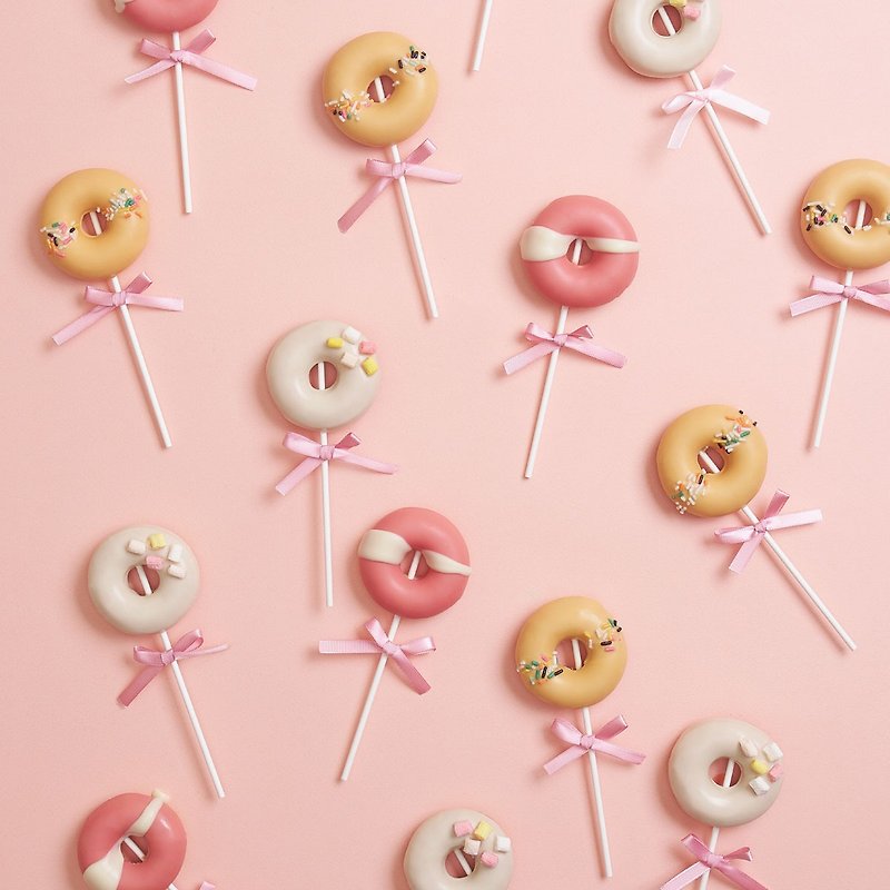 Group purchase free shipping project - 100 donut lollipops for wedding souvenirs, dessert table, wedding arrangement bouquet - Cake & Desserts - Fresh Ingredients Pink