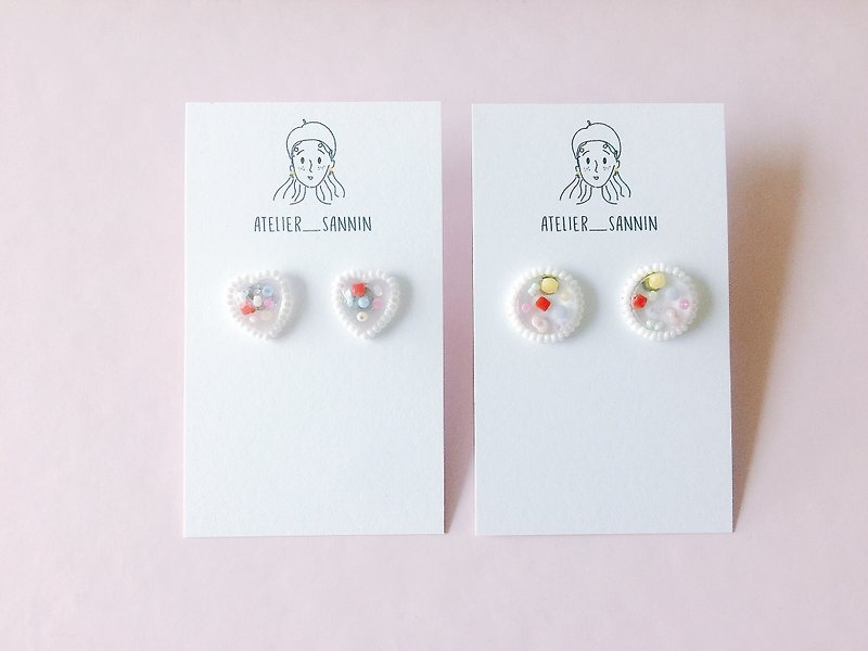 Fantasy Fruit Gem Series - Love Jelly Gem / Round Jelly Gemstone Handmade Earrings Drop Ear / Ear clip - Earrings & Clip-ons - Other Materials Multicolor