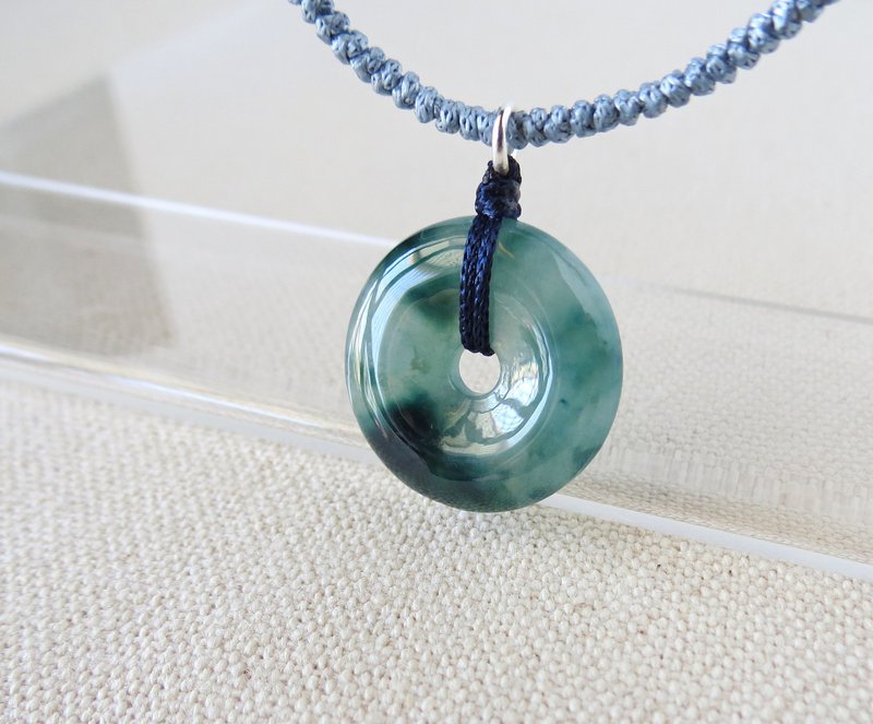 本命年【歲歲平安】冰飄花平安扣翡翠絲光編織項鍊FA06招財、開運 - 長項鍊 - 寶石 多色