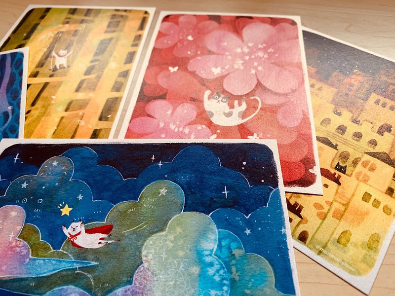 (Original Postcard from Mori Mori Shu) Kitten Series Group A (a set of 5) - Cards & Postcards - Paper 