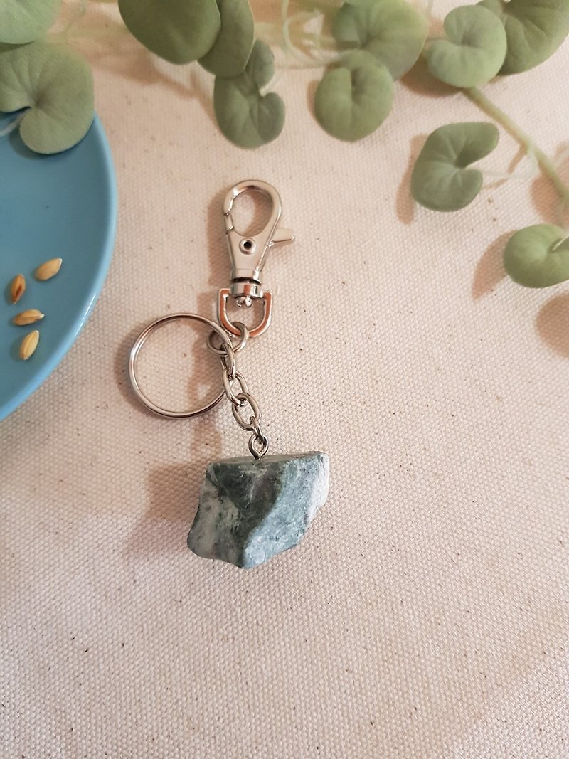 Ishiho-Gu Yu green marble key ring key ring charm charm - Keychains - Stone Green