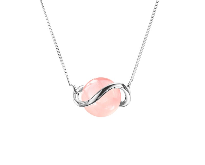 Pink Rose Quartz Necklace, Pink Gemstone Pendant, Chakra Crystal Bead Necklace - สร้อยคอทรง Collar - เครื่องประดับ สึชมพู