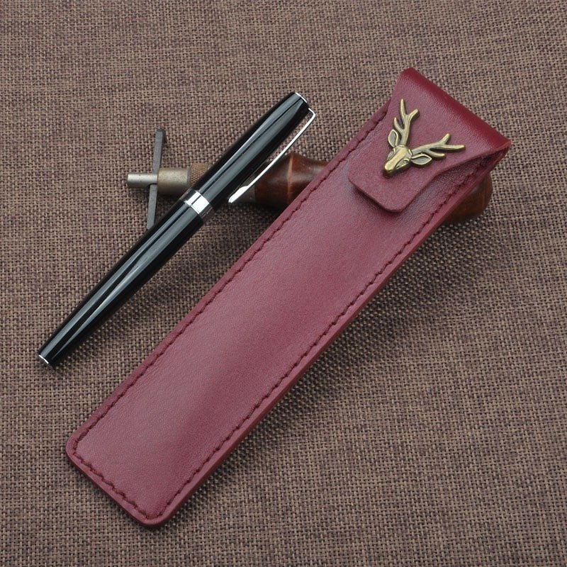 Cowhide Montblanc Vedivan Lingmei Parker Namiki Pencil Case Single Pen Case Gift Gift - Pen & Pencil Holders - Genuine Leather 