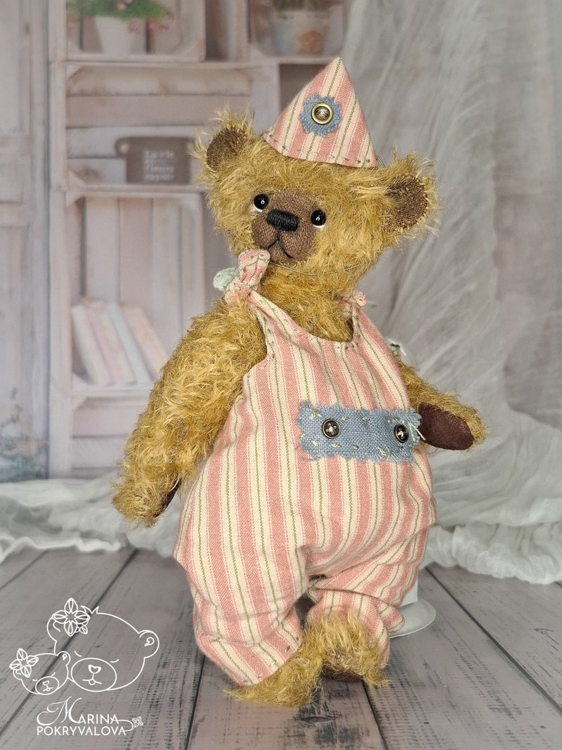 Brown teddy bear Mohair teddy bear New year gift - 公仔/玩偶 - 其他材質 咖啡色