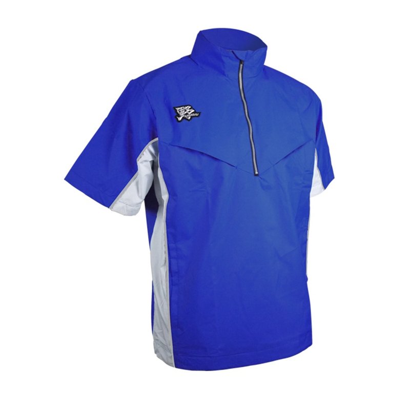 【YAKYU】Short Sleeve Windbreaker - Blue - ชุดกีฬาผู้ชาย - ไนลอน สีน้ำเงิน