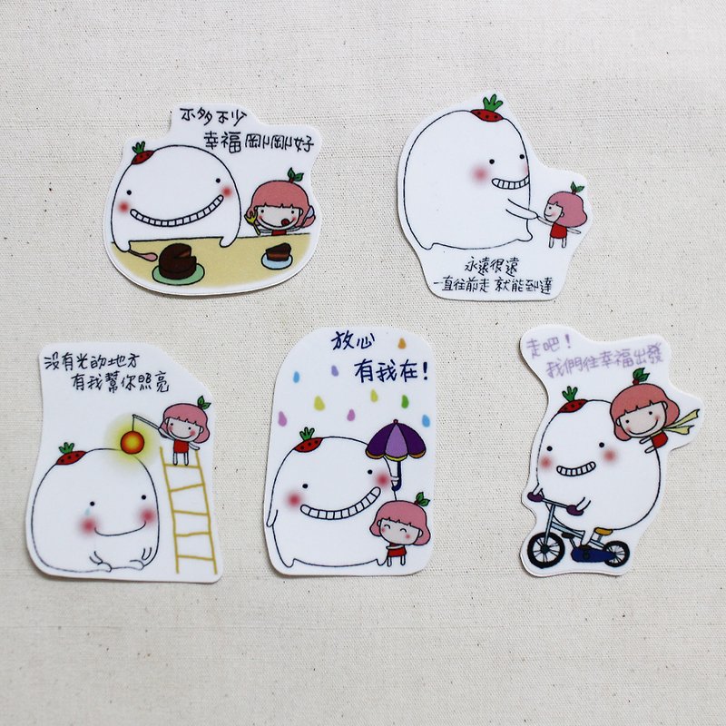 Waterproof Sticker Set_Strawberry Dafujun Series (5 sets in full) - สติกเกอร์ - วัสดุกันนำ้ 