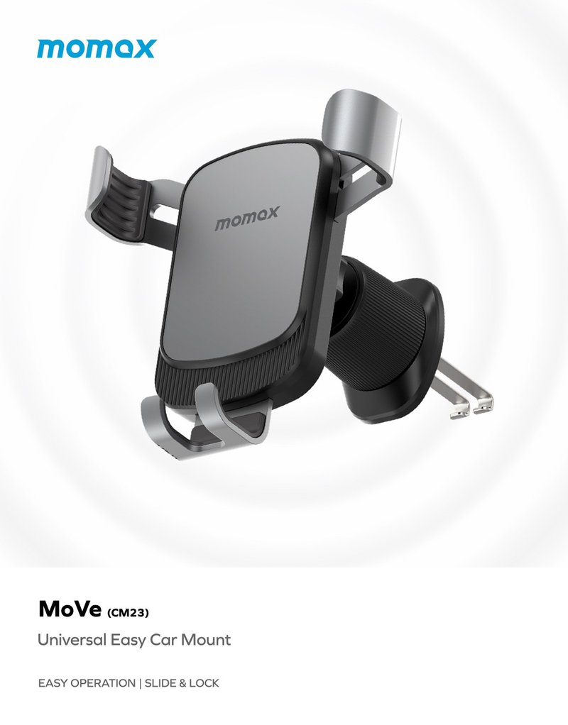 Momax MoVe Universal Easy Car Mount CM23 - Phone Stands & Dust Plugs - Plastic Black