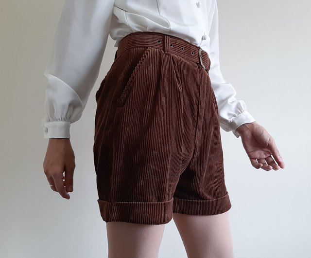 Chic Corduroy Rusty Brown Paper Bag Waist Shorts – Hickory Ridge