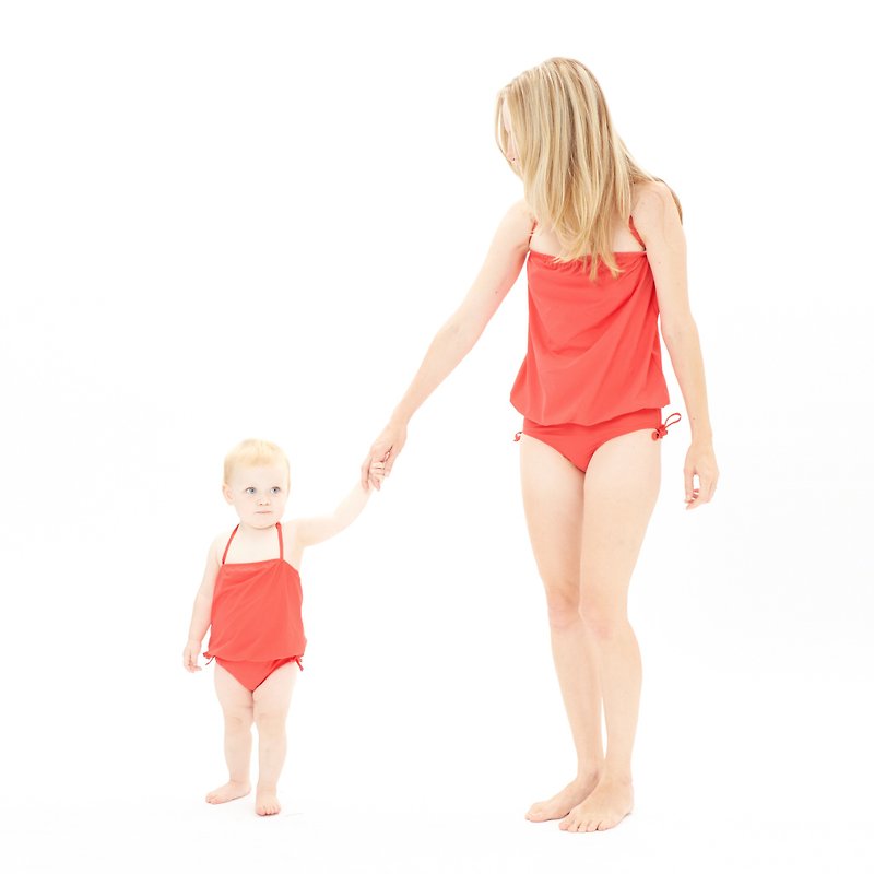 Grace 鬆身束腰連身泳衣 - 桃紅 - 泳衣/比基尼 - 聚酯纖維 紅色