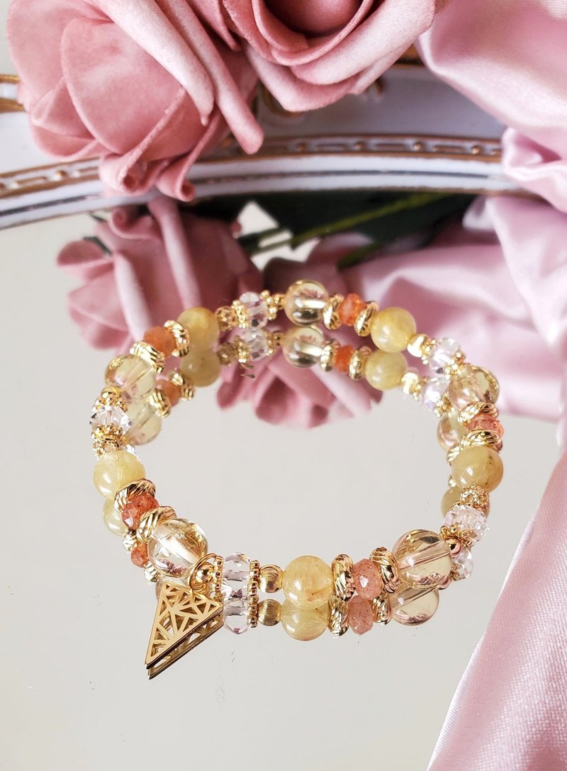 Golden Sword-Titanium Crystal/Citrine/ Stone/White Crystal - Bracelets - Crystal Multicolor