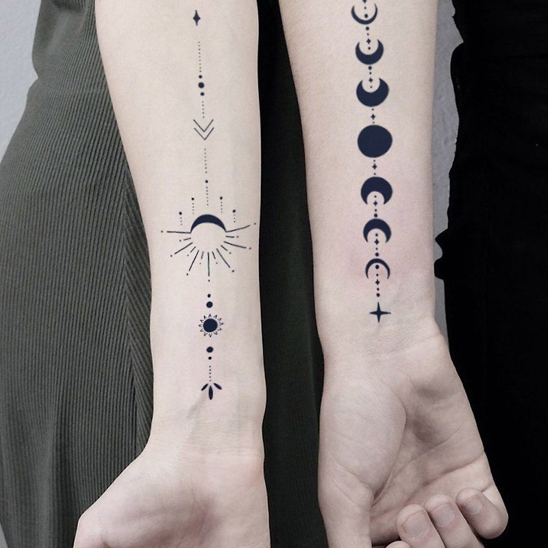 Free shipping to Hong Kong, Macao and Taiwan for 2 pieces [Sun and Moon Bracelet] Semi-permanent Magic Plant Herbal Tattoo Sticker Waterproof Simulation - Temporary Tattoos - Paper Multicolor