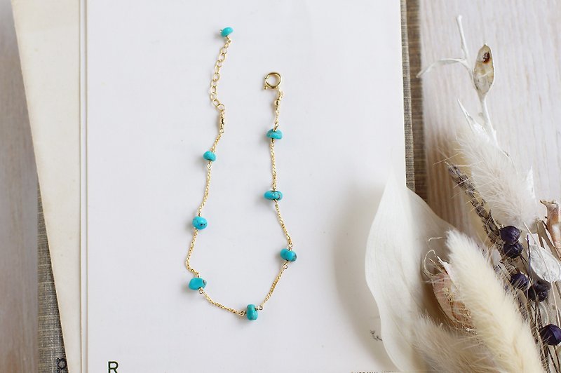 14kgf-Turquoise Bracelet - Bracelets - Semi-Precious Stones Blue