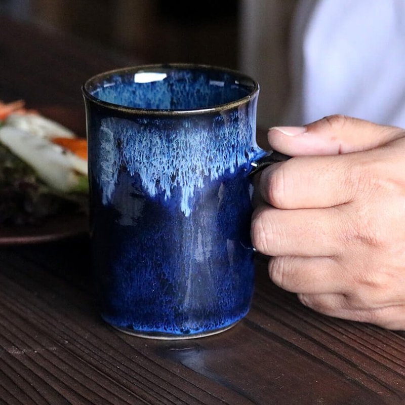 Koishiwarayaki Koishiwarayaki  indigo glazed mug  tumbler  Shuzangama Kiln - Cups - Pottery Blue