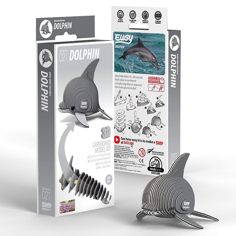 EUGY 3D Cardboard Kit Set Model - 021 Dolphin - Puzzles - Paper Gray