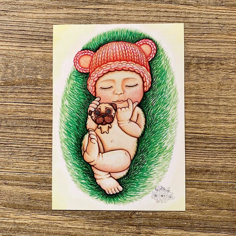 女の赤ちゃんイラストポストカード - カード・はがき - 紙 多色