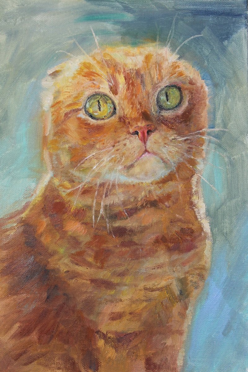 紅貓原創油畫動物藝術品 - 壁貼/牆壁裝飾 - 其他材質 