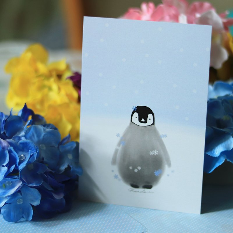 雪地小企鵝 (原創明信片) - 心意卡/卡片 - 紙 藍色
