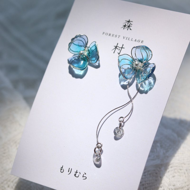 【預購】sara***24 | 客製 | 耳針 | 耳骨夾 - 耳環/耳夾/耳骨夾 - 樹脂 藍色