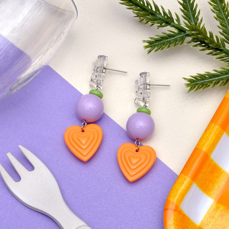 粉嫩透明小熊耳環/ 壓克力耳環 - 耳環/耳夾/耳骨夾 - 壓克力 