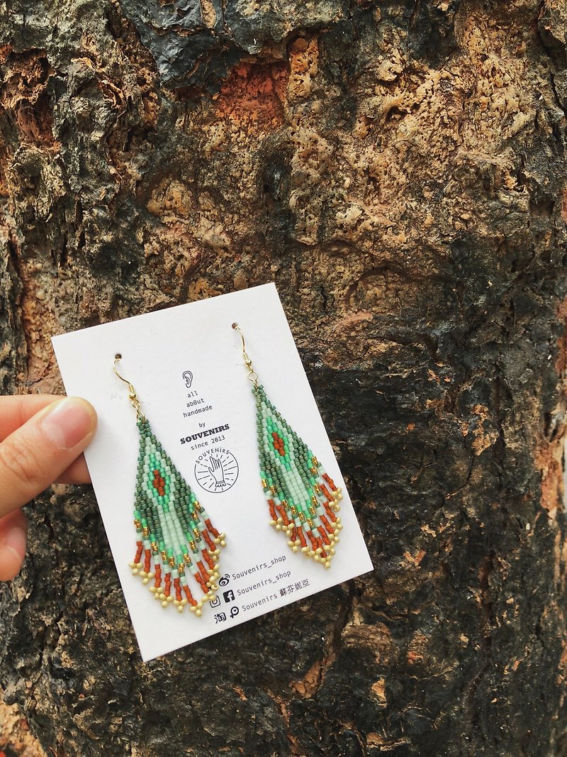 |Souvenirs|Original imported rice beads Christmas special edition handmade beaded earrings Christmas gifts - Earrings & Clip-ons - Sterling Silver Green