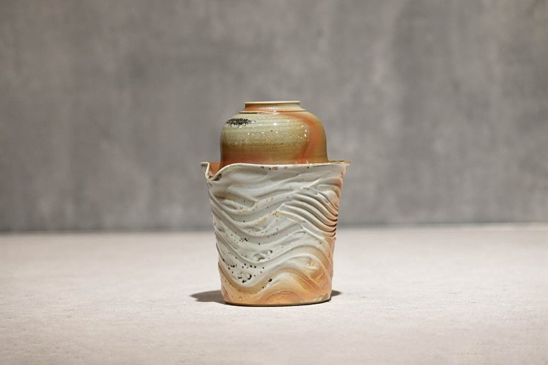 | 220cc | 簡泡器 一器一杯 柴燒壺 柴燒茶海 有蓋子的茶海 - 茶壺/茶杯/茶具 - 陶 