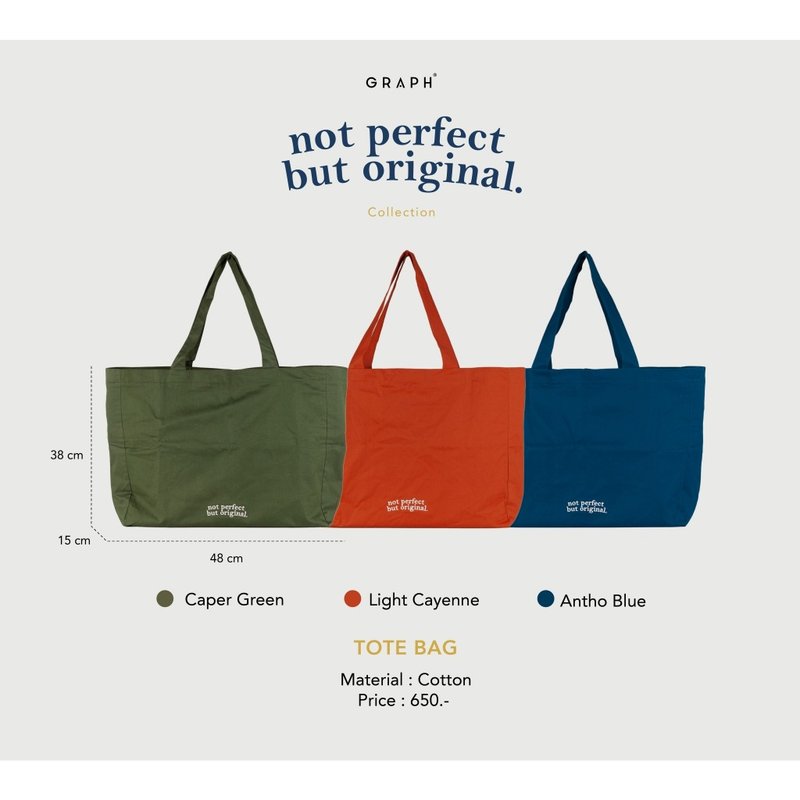GRAPH | กระเป๋าผ้า TOTE BAG (COTTON) - NOT PERFECT BUT ORIGINAL - 手提包/手提袋 - 貴金屬 多色
