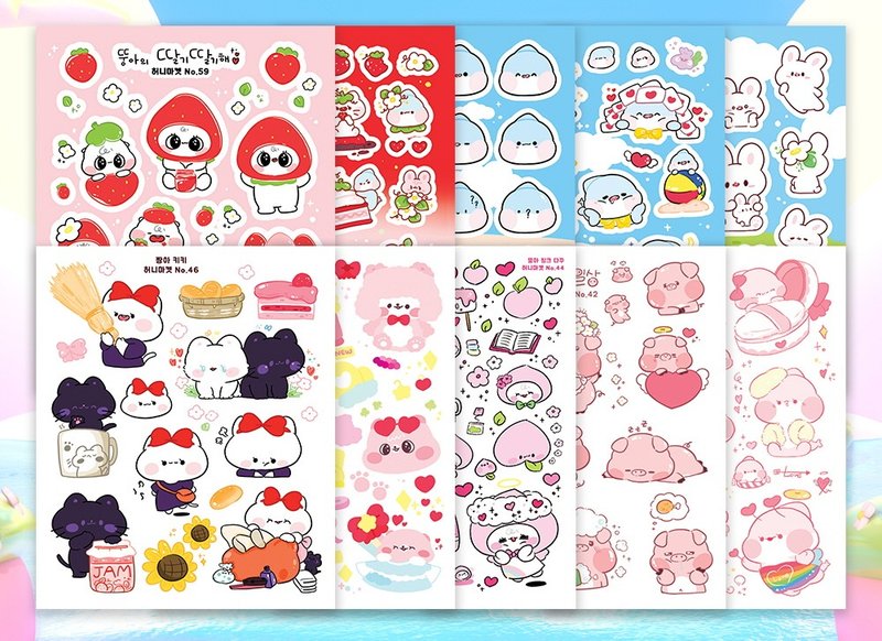 engkko 41~60 Korean Cute Diary Stickers animal (honne_cute) - 貼紙 - 紙 多色