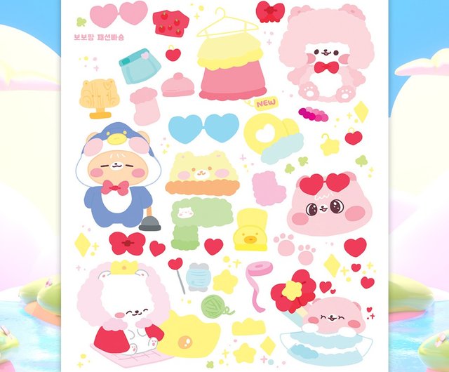 engkko 41〜60 韓国のかわいい日記ステッカー動物 (honne_cute