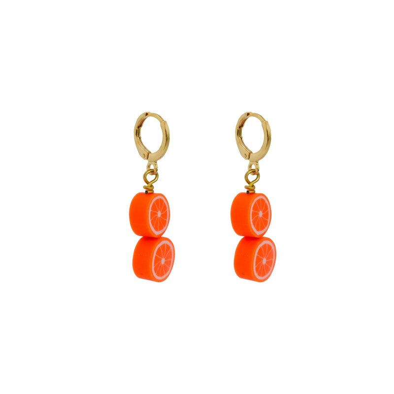 Orange fruit huggie drop earrings | by Ifemi Jewels - 其他 - 其他材質 金色
