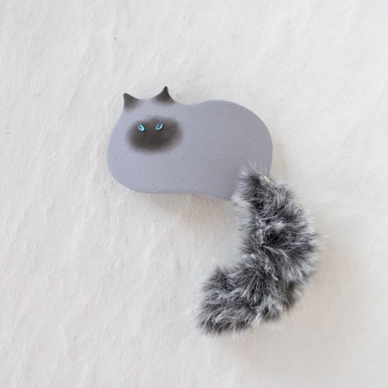 【Autumn and winter only】Cat barrette  / gray - เครื่องประดับผม - ดินเหนียว สีเทา