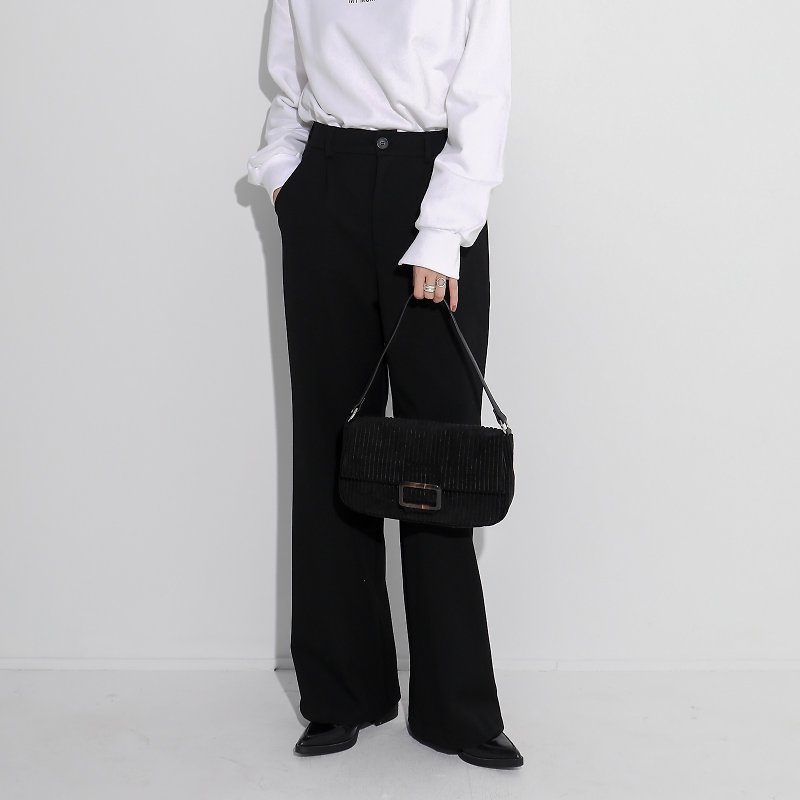 Cool classic black two-color retro corduroy underarm bag amber pattern acrylic buckle simple shoulder bag - Messenger Bags & Sling Bags - Faux Leather Black