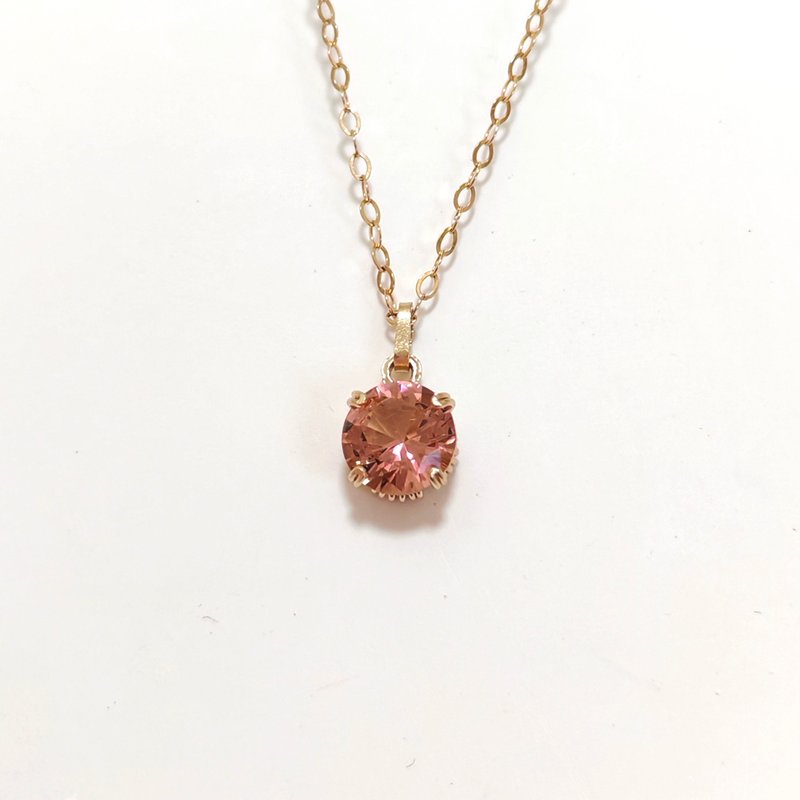 アレキサンドライト カラーチェンジストーンネックレス ラウンド型小粒ペンダント ハンドメイドセッティング バイカラー宝石 14KGF - ネックレス - 半貴石 イエロー